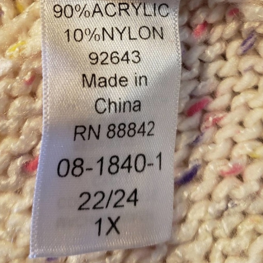 Roaman's V-Neck Sweater - Cream.sparkle Confetti - Picture 3 of 8